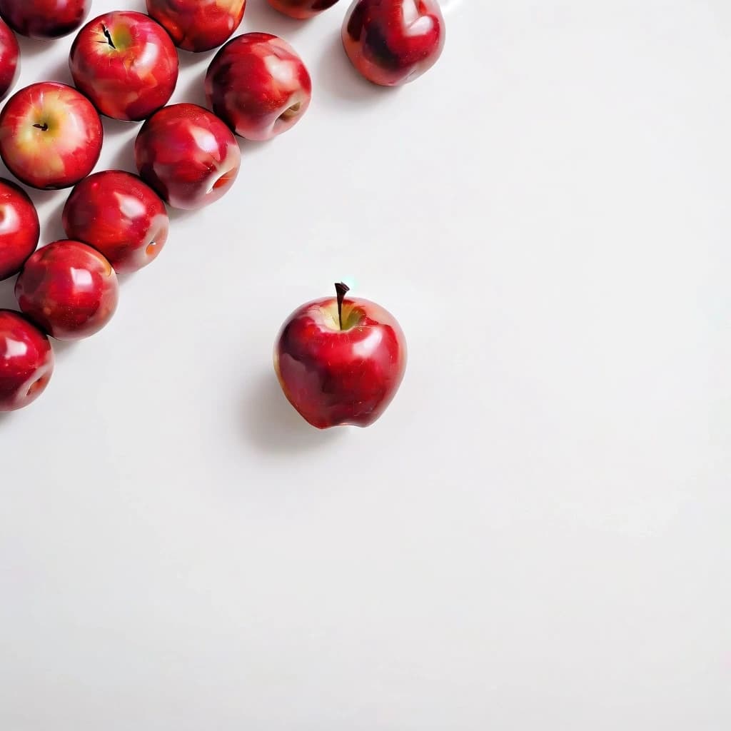 a red apple on a white table