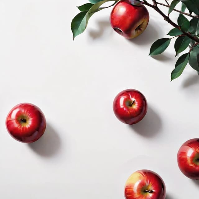 a red apple on a white table