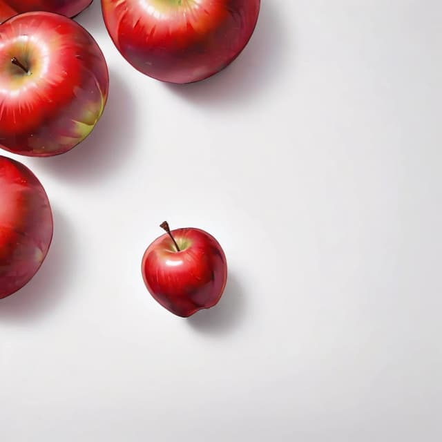 a red apple on a white table