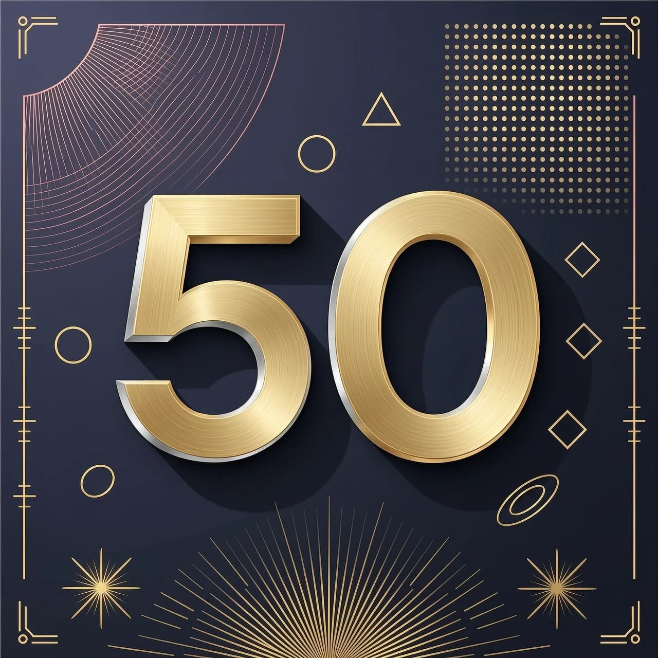 необходимо сгенерировать поздравительную открытку на юбилей 50 лет в современном дизайне (без текста только фон и цифры)