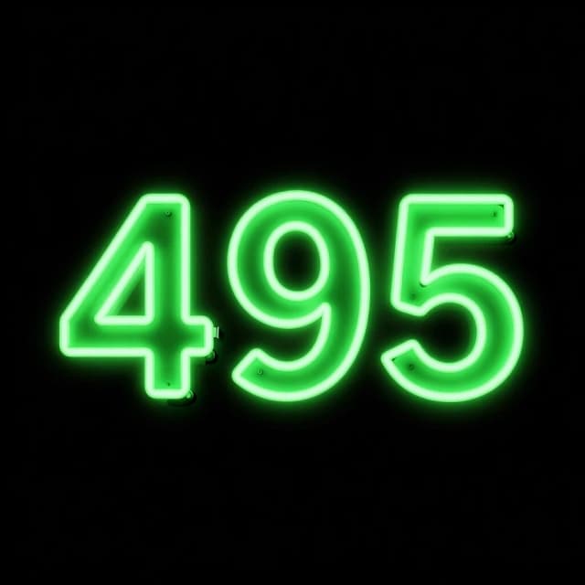 неоновая зеленая вывеска на полностью черном фоне с надписью 495