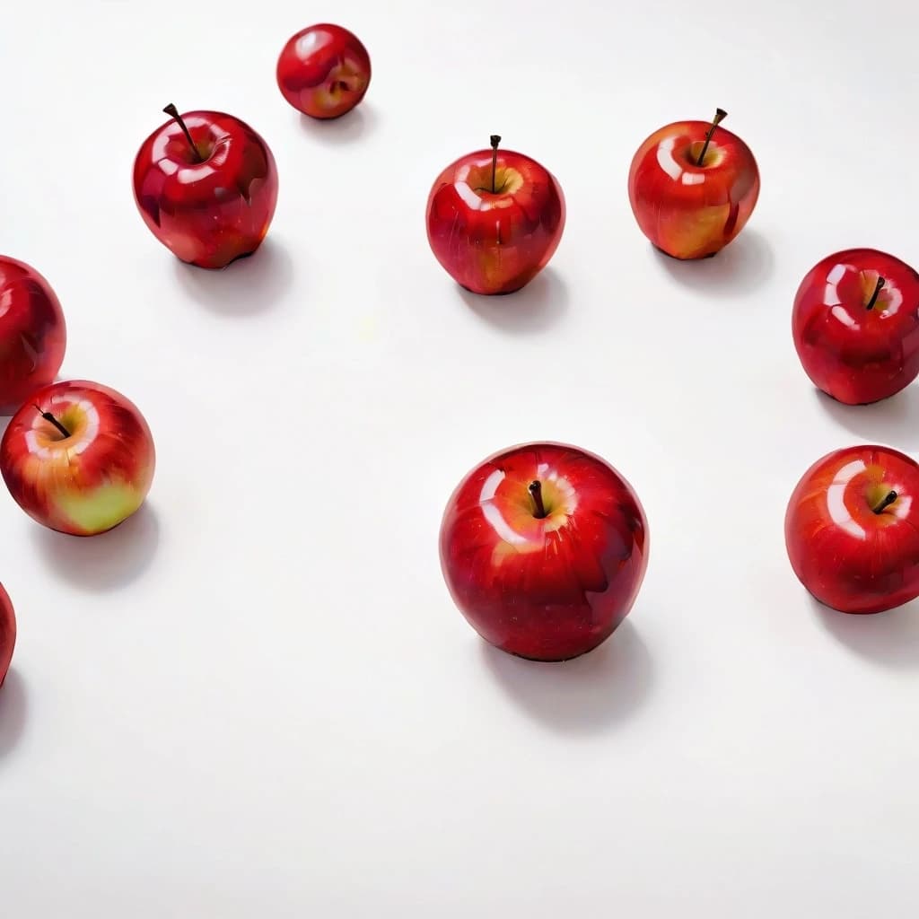 a red apple on a white table