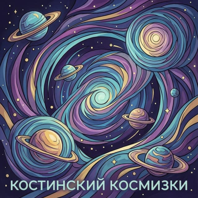 Абстрактный арт в тематике космизма, фантастический космический пейзаж