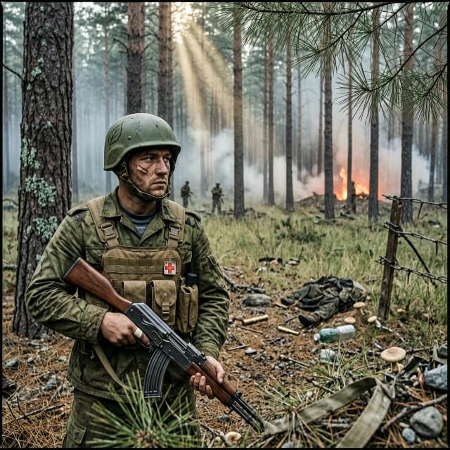 А нам все равно,а нам все равно
Не боимся мы дронную фигню
Дело есть у нас в этот жуткий час
Обнаглевшую мы косим укропню

Там в лесу Кременском,где трепещут сосёнки
Где с дубов колдунов опадает листва 
На поляне бойцы с миномётов лупили
И при этом напевали верные слова.

А нам все равно,а нам все равно
Не боимся мы дронную фигню
Дело есть у нас в этот жуткий час
Обнаглевшую эй косим укропню

А дубы колдуны что-то шепчут в тумане
И у минных полей чьи-то тени встают 
Как сорняк косят парни врага на поляне 
И оглохшие все громче песенку орут 

А нам все равно,а нам все равно
Не боимся мы дронную фигню
Дело есть у нас в самый жуткий час
косим увражню

А нам все равно,а нам все равно
А нам все равно 
Стали мы храбрей и отважней льва
Объясним на раз точно промежь глаз
 
Въедет вражья сила в то что не права.