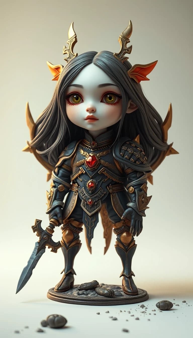 A fantasy disproportionately sized and asymmetrically positioned little high detail. soft background
