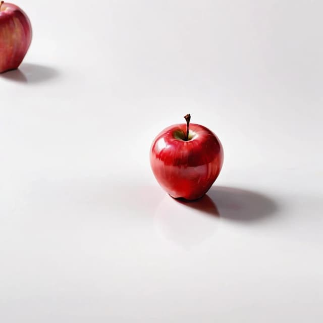 a red apple on a white table