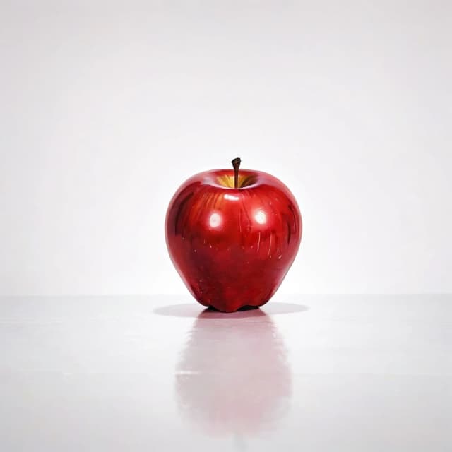 a red apple on a white table