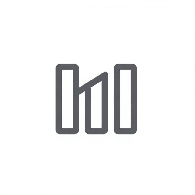minimalist dark grey broken line logo with 3 segments, very subtle soft shadow underneath, white background, flat but with slight depth, vector, 1:1, style: minimal, clean, graphic design, soft shadow, no noise, crisp main line, low contrast shadow