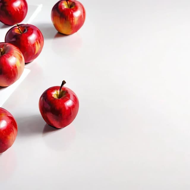 a red apple on a white table