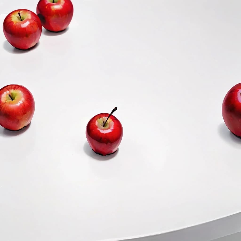 a red apple on a white table