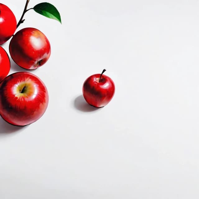 a red apple on a white table