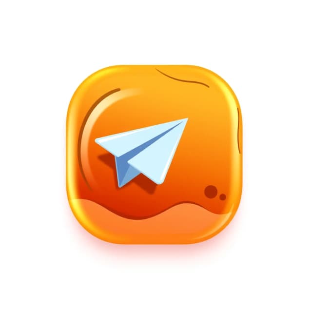 3D cartoon game icon, glossy paper airplane / send arrow, golden orange gradient, soft rounded clay style, transparent background, no frame, no border, mobile game UI asset, soft lighting