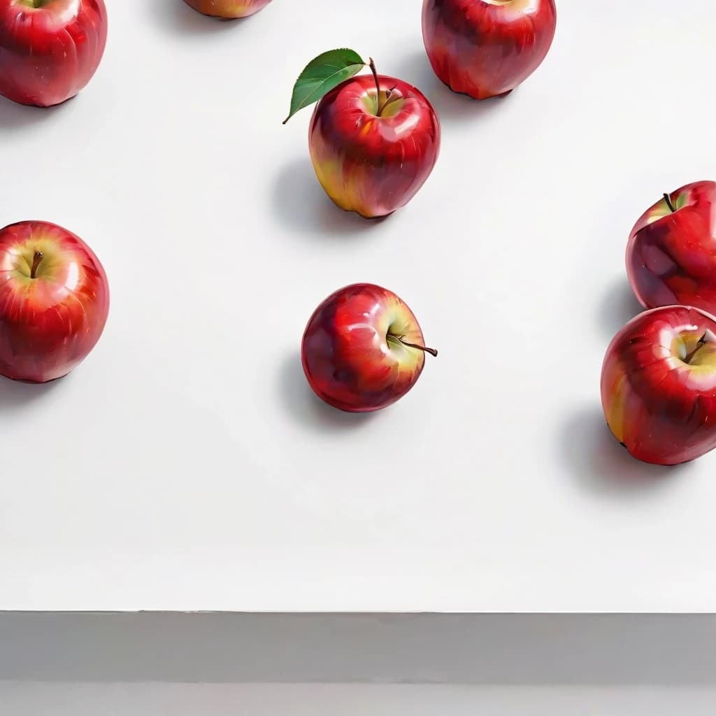 a red apple on a white table