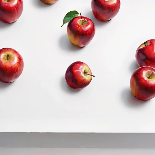 a red apple on a white table