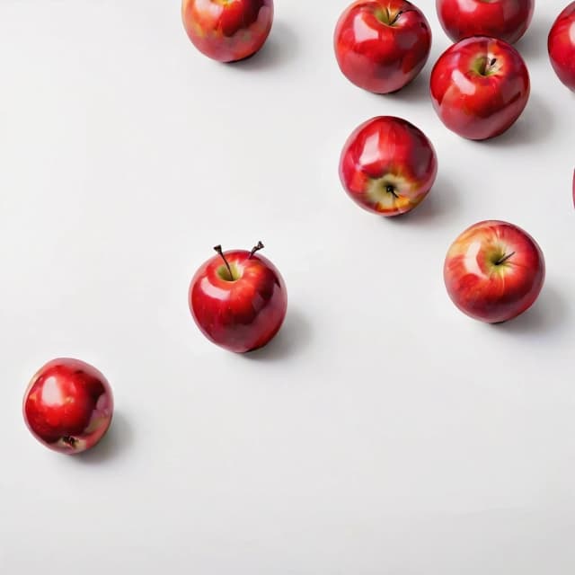 a red apple on a white table