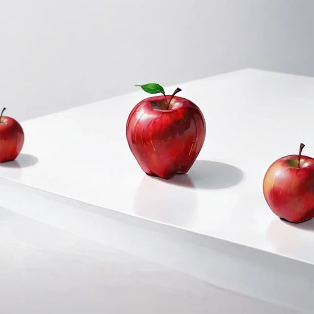 a red apple on a white table