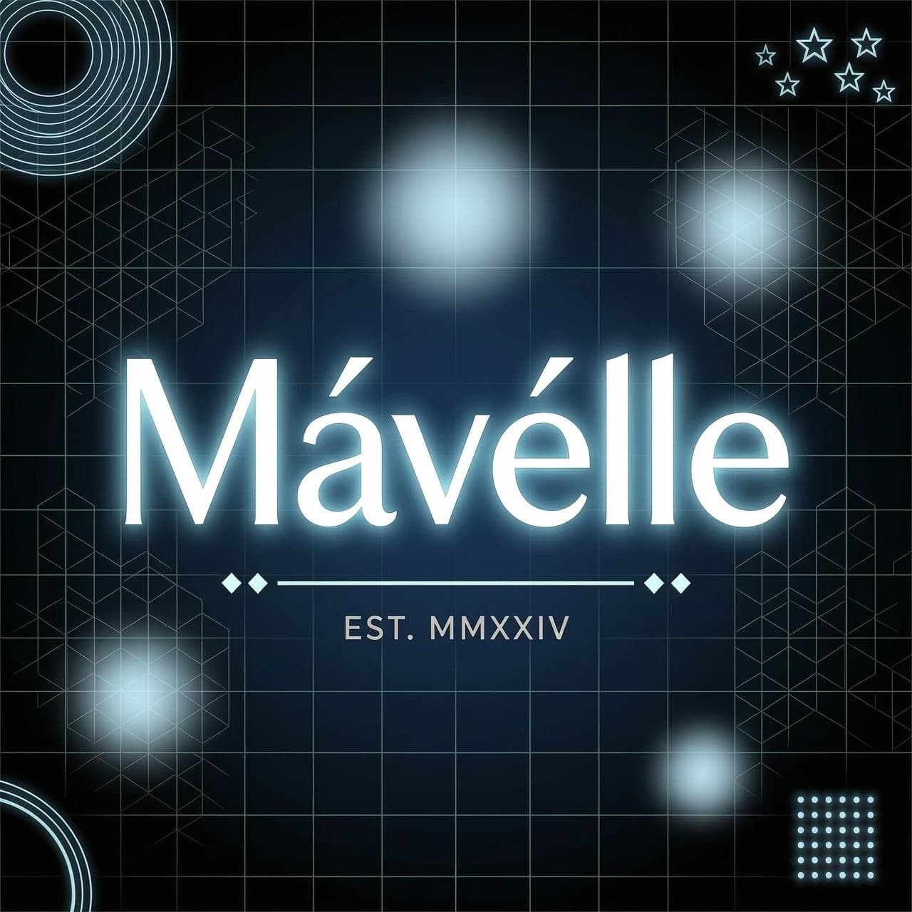 сделай фон синей чёрный эстетичный туда добавь надпись Mávelle