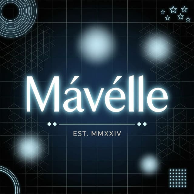 сделай фон синей чёрный эстетичный туда добавь надпись Mávelle