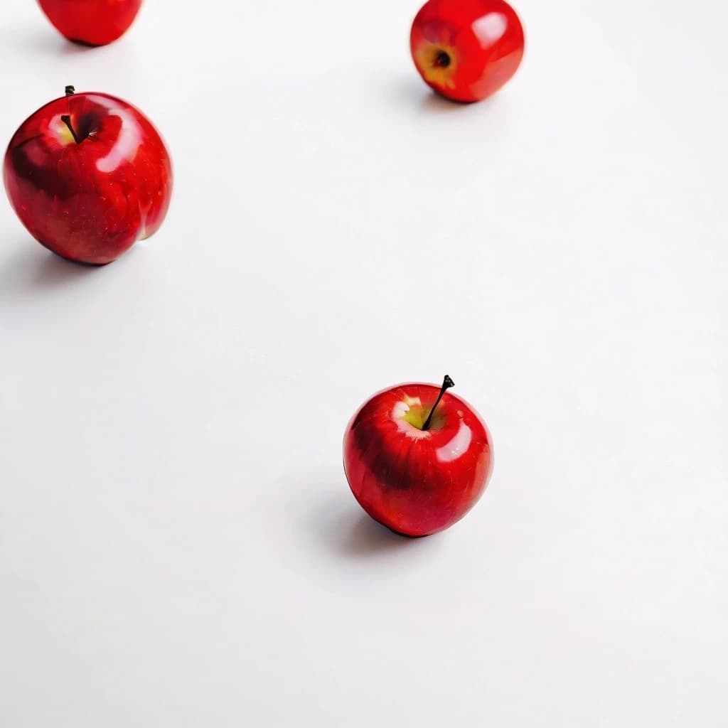 a red apple on a white table