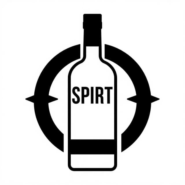 Создай логотип? черно-белая графика, бутылка водки и на ней надпись крупно SPIRT