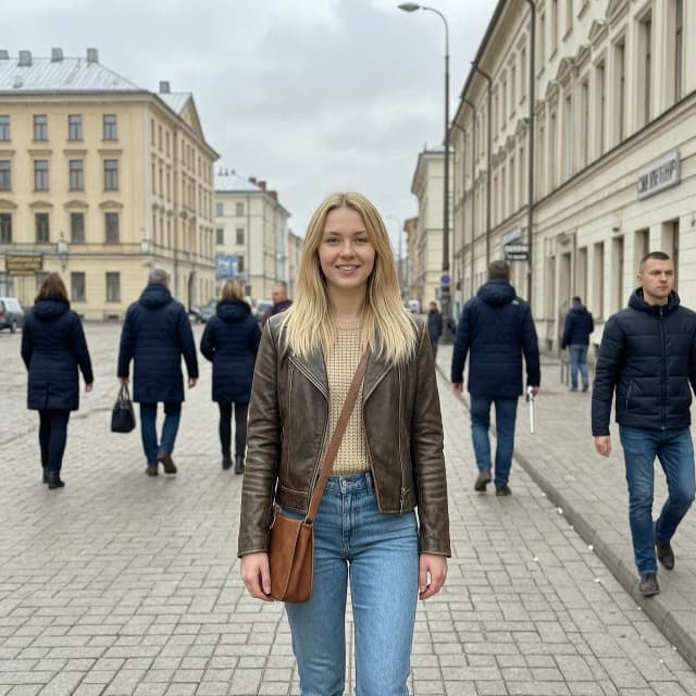 Девушка модель блондинка на улицах нижнего новгорода