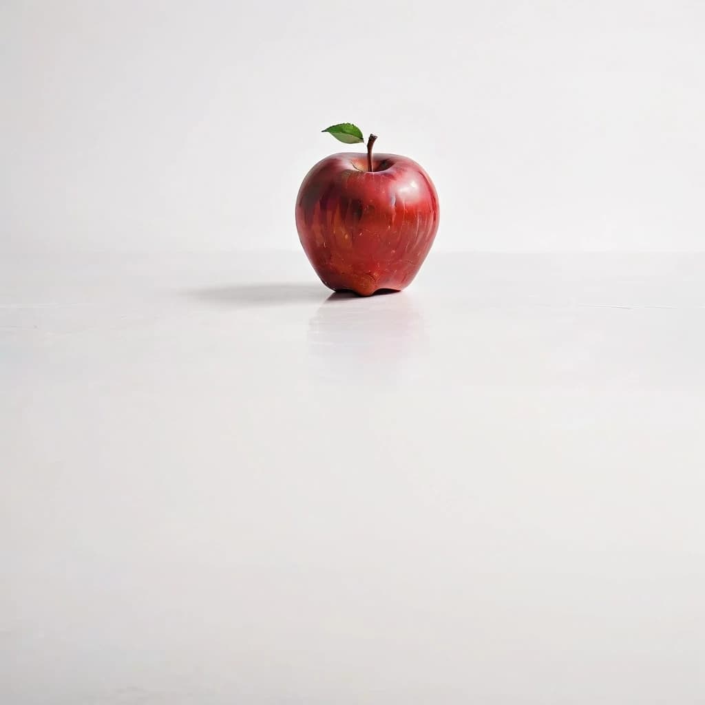 a red apple on a white table