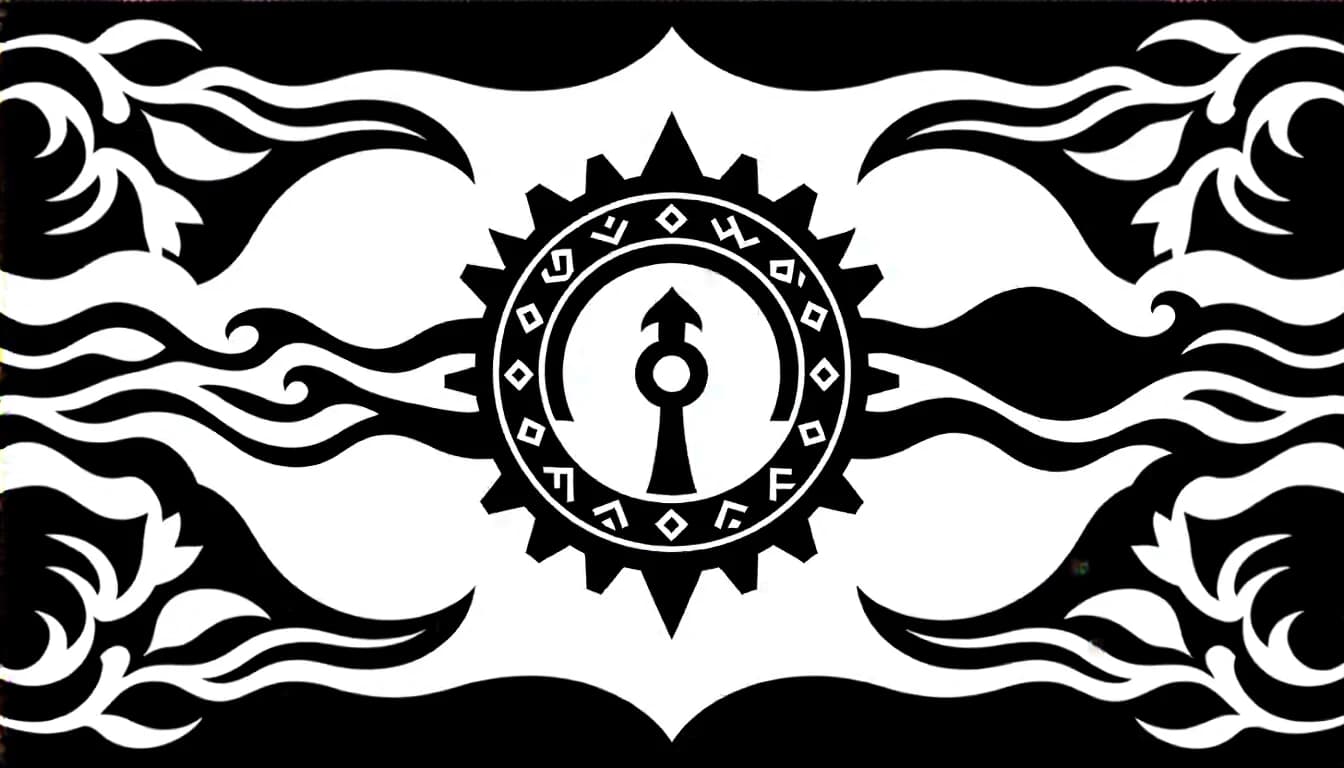 A symmetrical book chapter divider element, isolated on a solid white
background. In the exact center, there is a tiny, elegant mechanical gear shift
lever ornament with glowing mystical rune symbols carved around its base.
Delicate, thin waves and stylized sea kelp lines spread out horizontally to the
left and right from the center. Black and white ink line art, clean silhouette,
engraving style, sharp details, vector icon.
