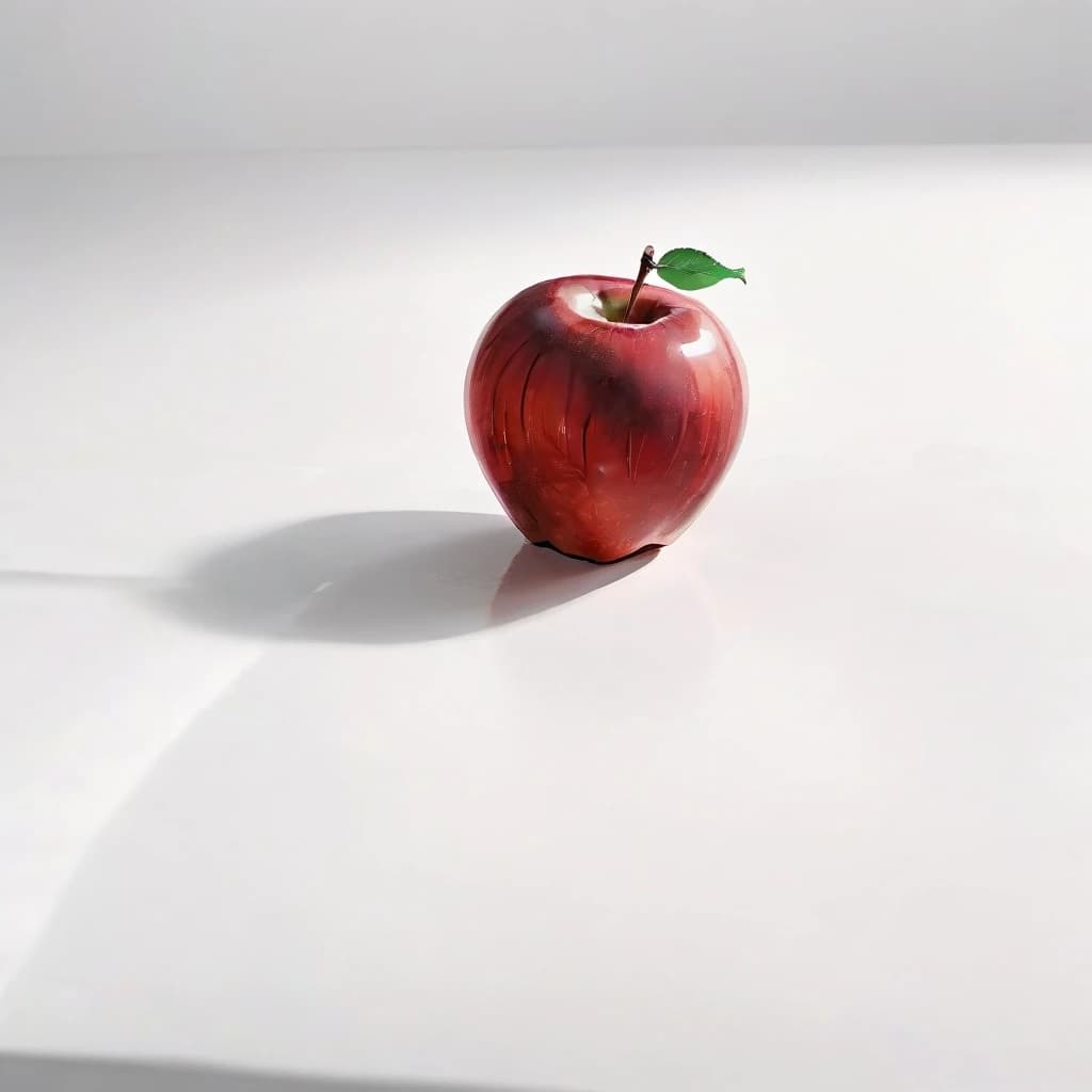 a red apple on a white table