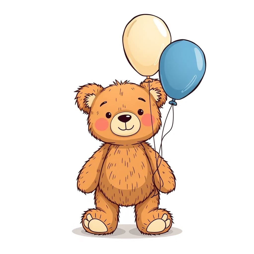 simple minimal teddy bear with ballons