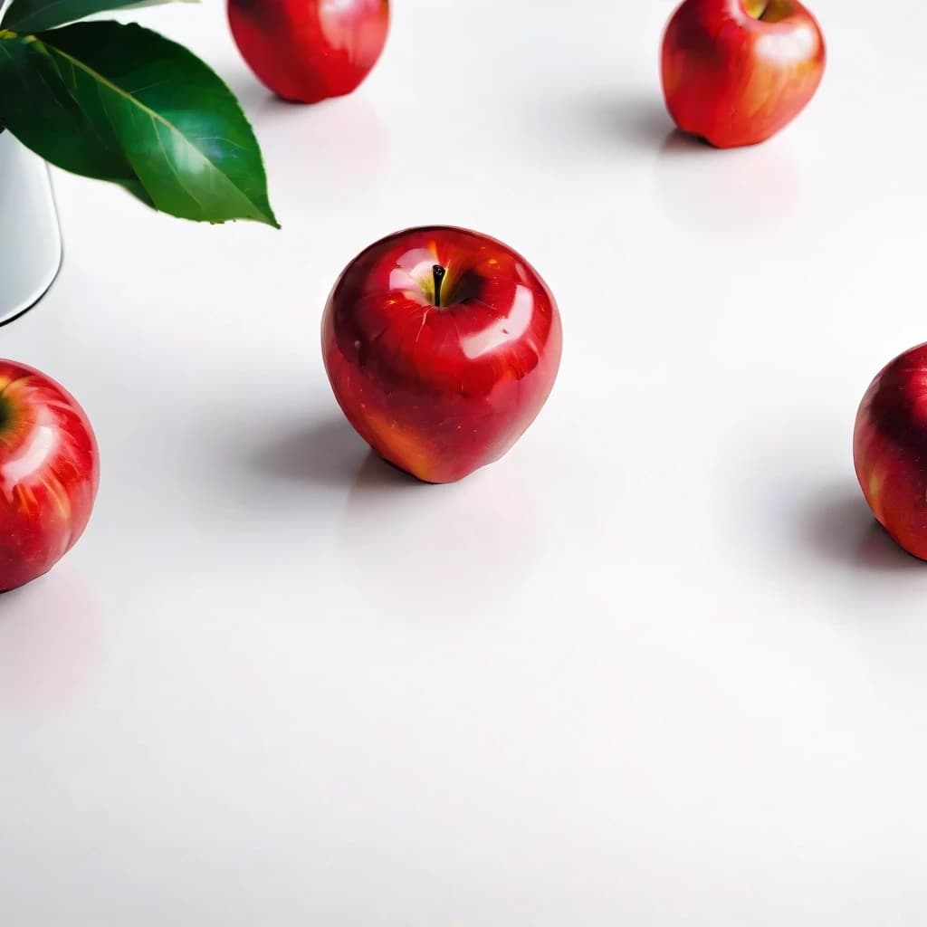 a red apple on a white table