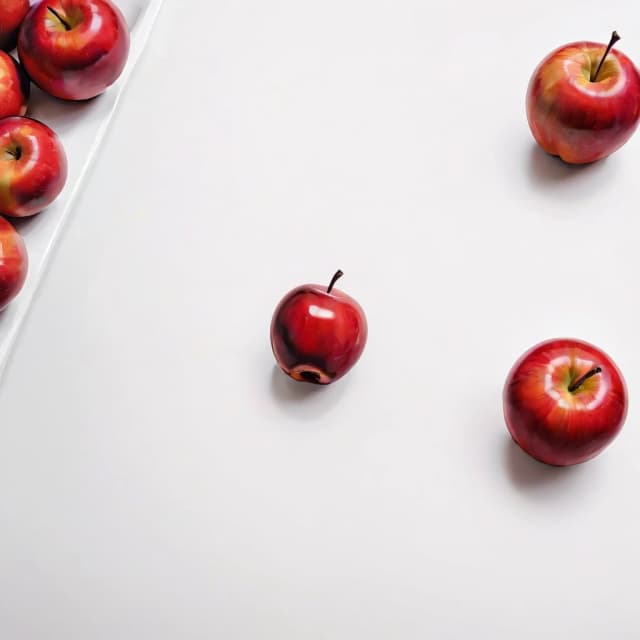 a red apple on a white table
