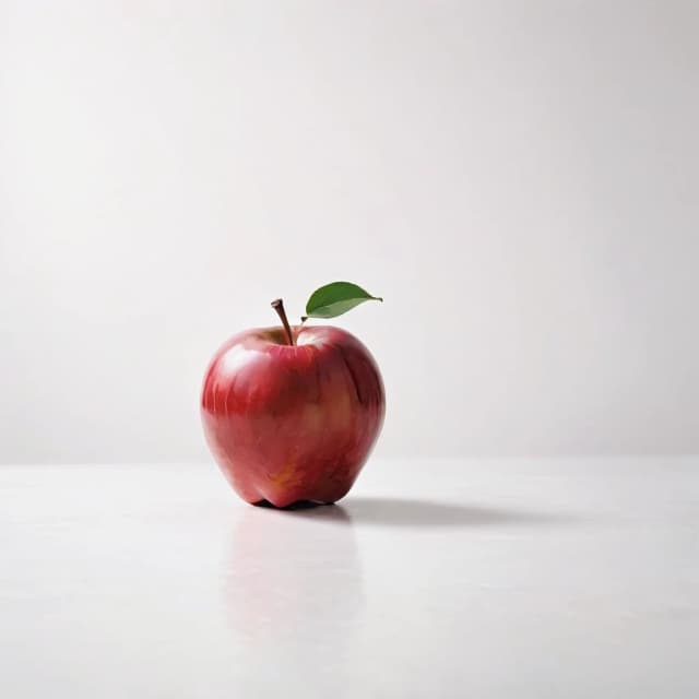 a red apple on a white table