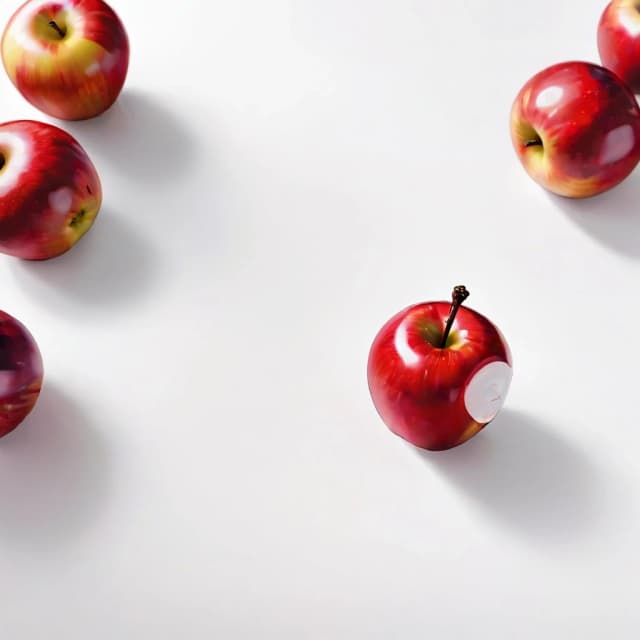 a red apple on a white table