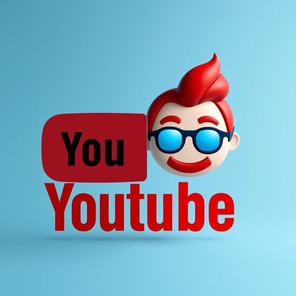 создай изображение, слева логотип youtube справа изображение смайлик Red John из сериала Mentalist на фоне с градиентным  переходом светлых оттенков синего