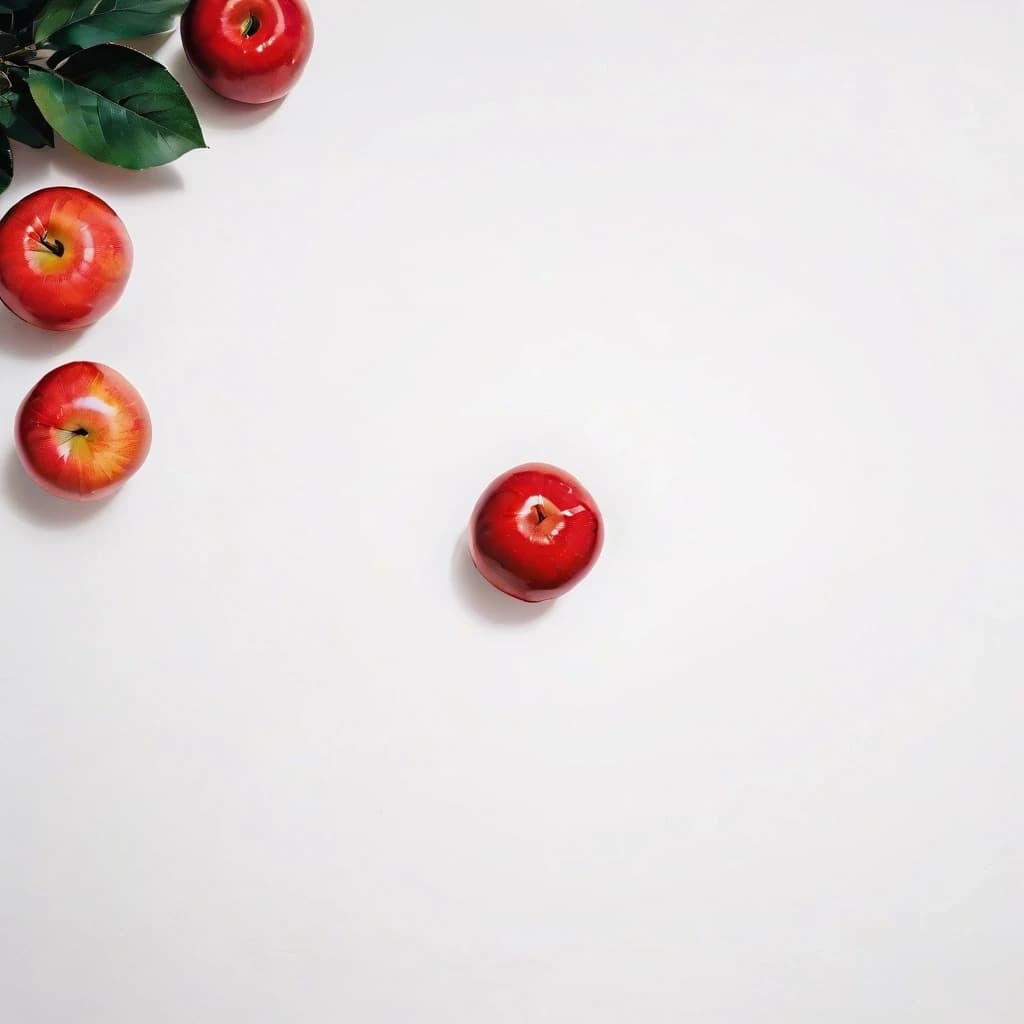 a red apple on a white table