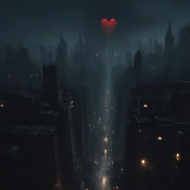 dark city and a small heartbeat on the top