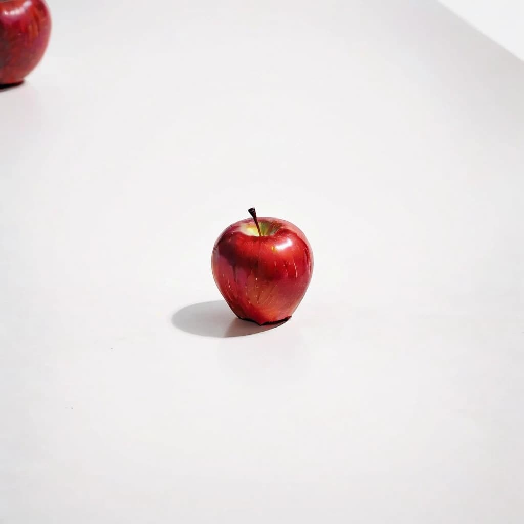 a red apple on a white table