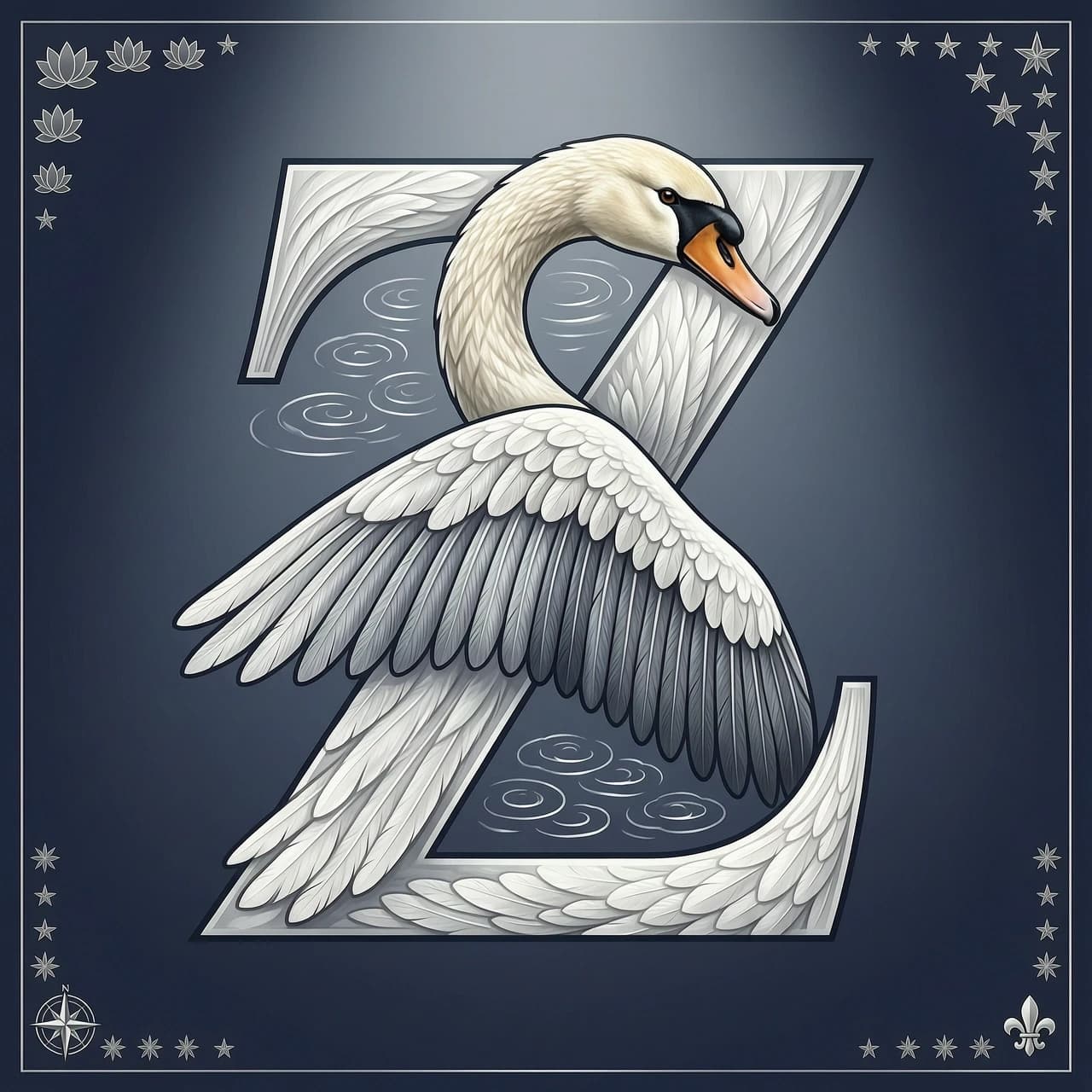 letter Z in the form of a swan