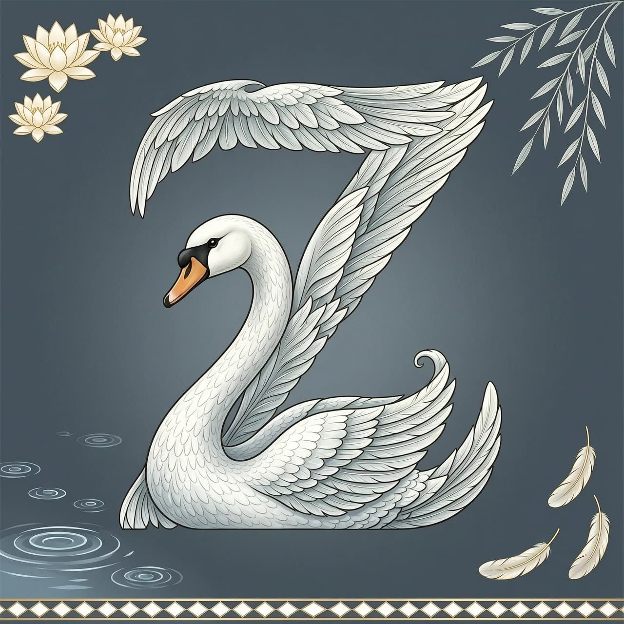 letter Z in the form of a swan