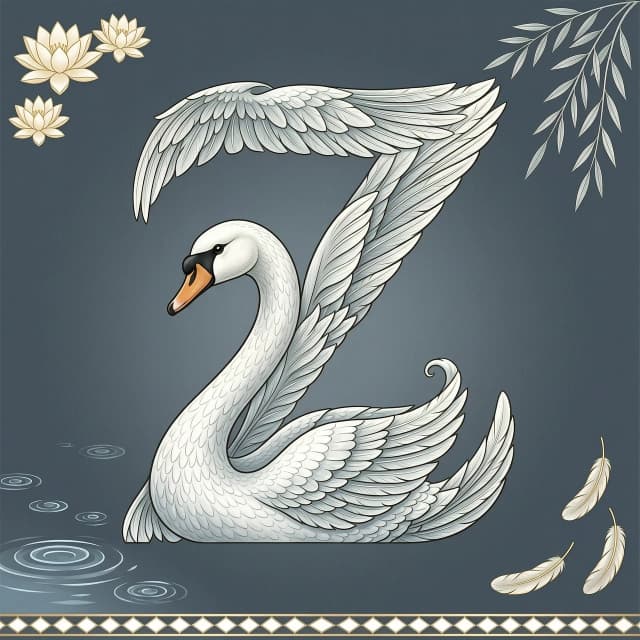 letter Z in the form of a swan
