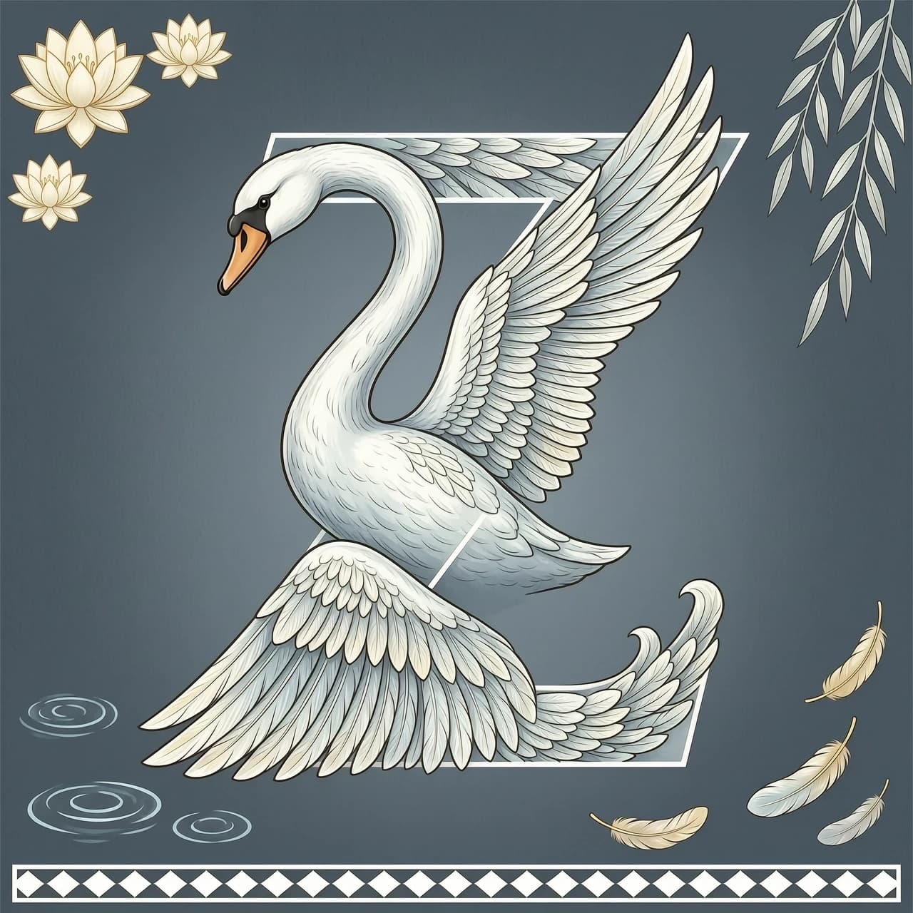 letter Z in the form of a swan