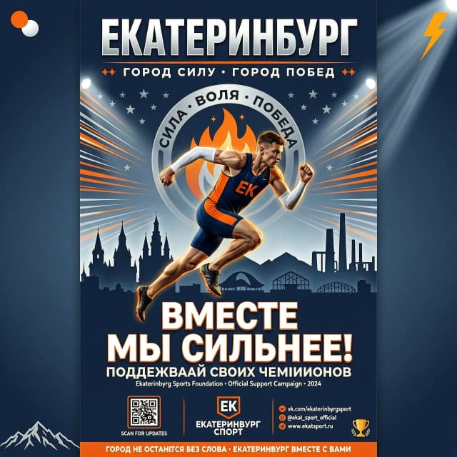 нарисуй плакат в поддержку спортсменов Екатеринбурга