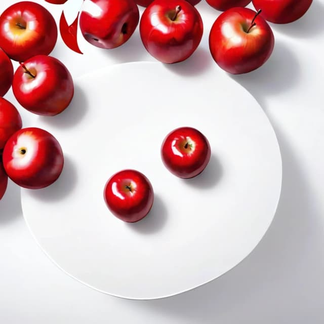 a red apple on a white table