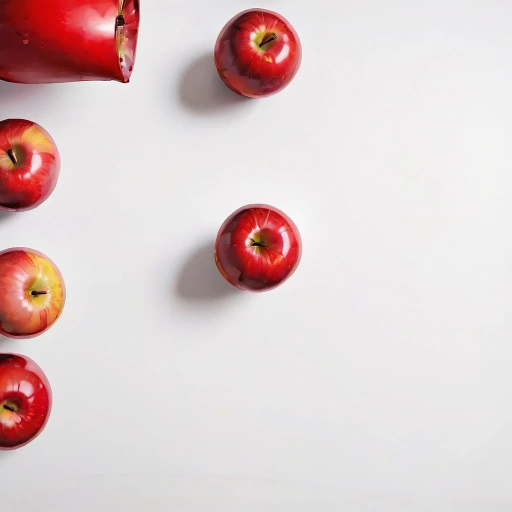 a red apple on a white table