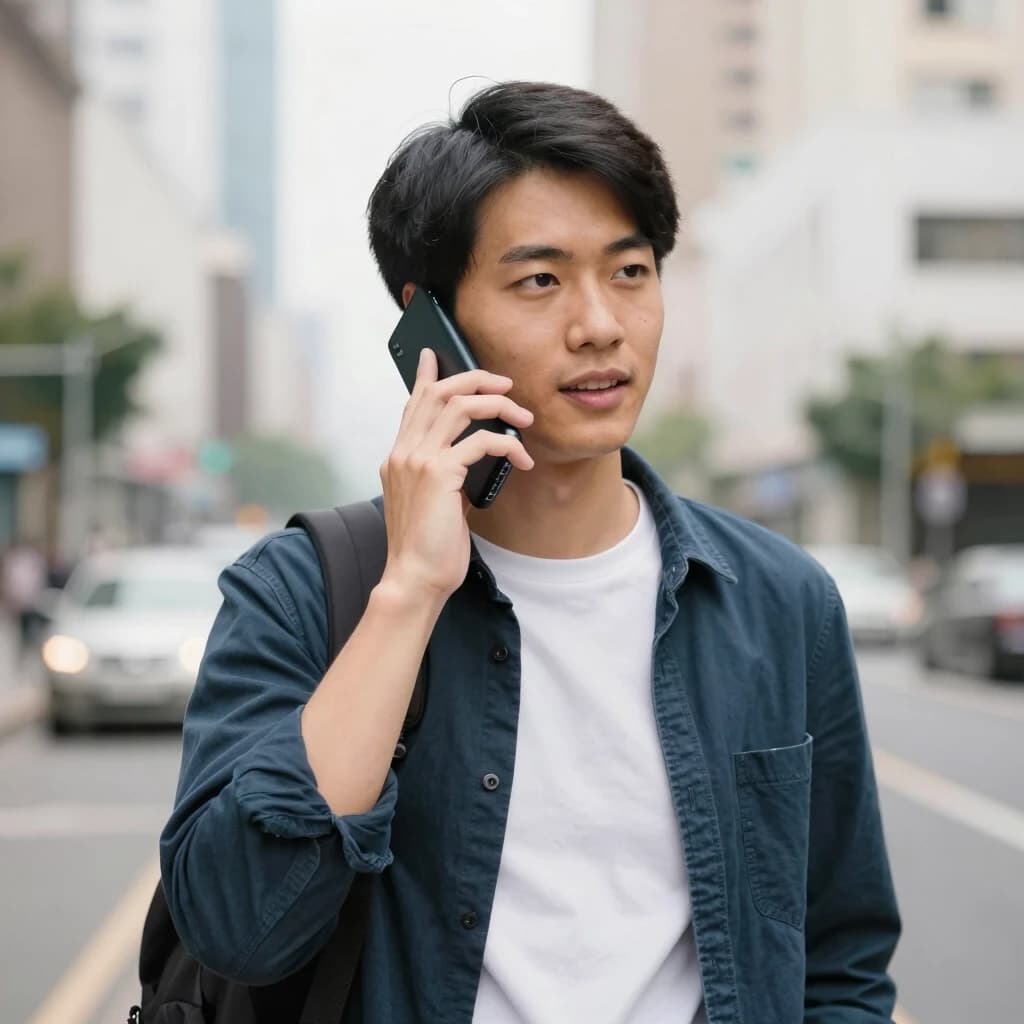 A guy is talking on a mobile phone