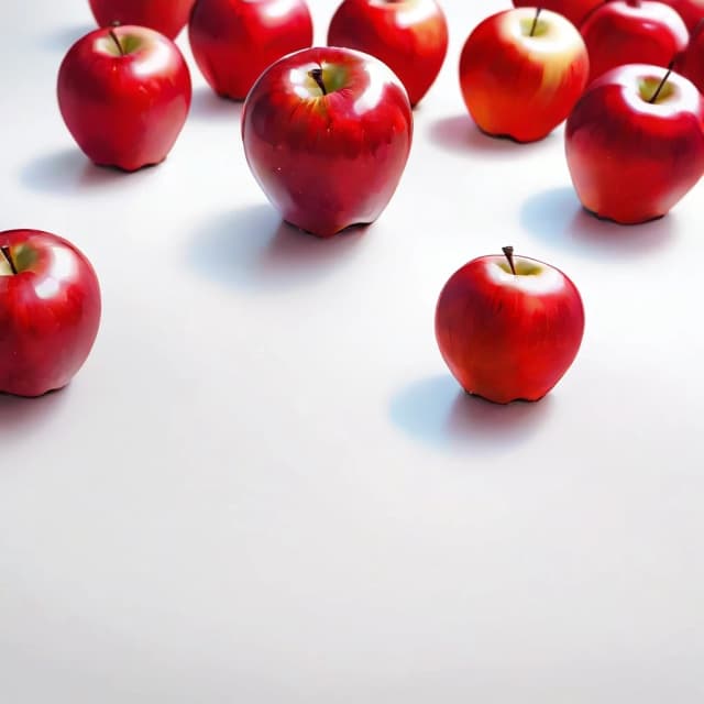 a red apple on a white table