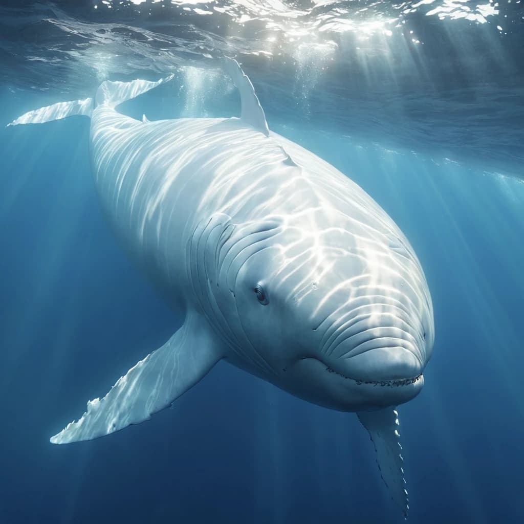 Pisces Zodiac Zign, a huge white whale is the focal point of the picture