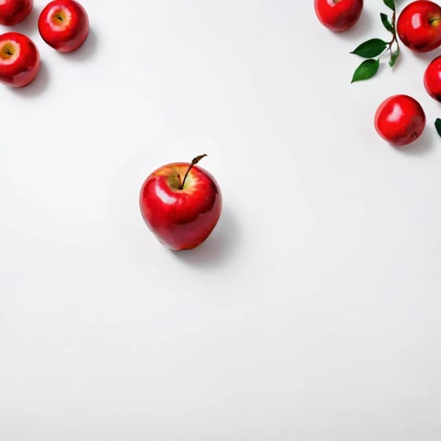 a red apple on a white table