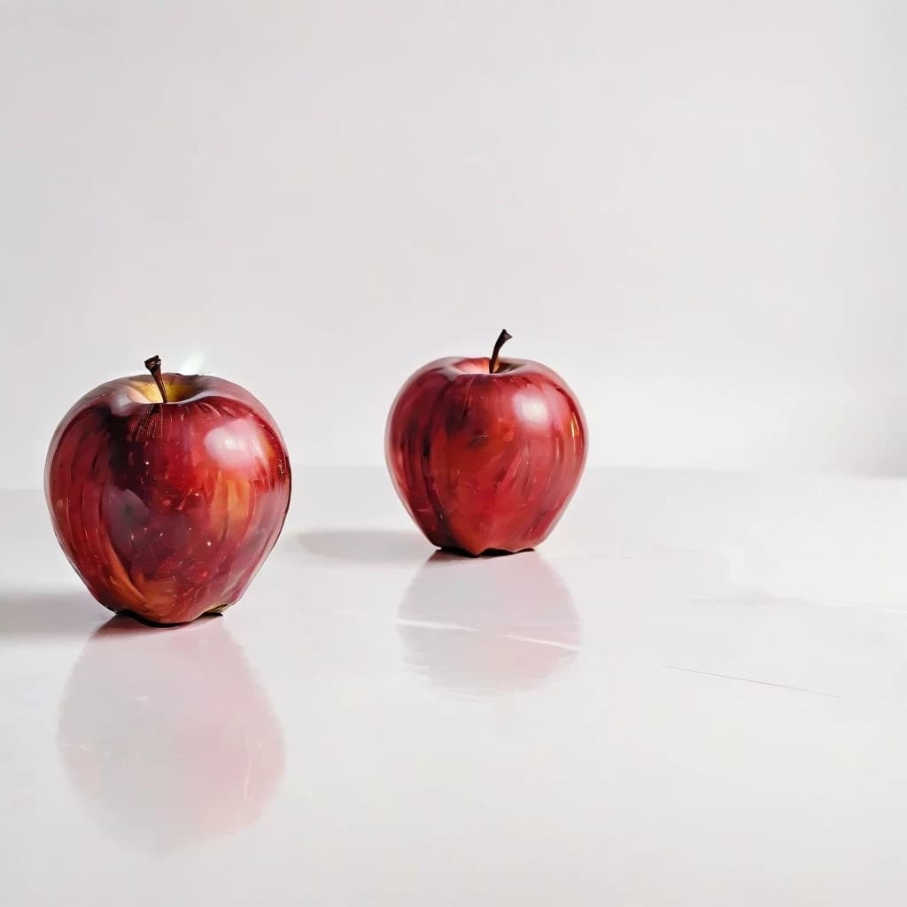 a red apple on a white table