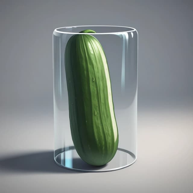 Объёмная 3D-иконка под углом 70 градусов,
огурец ,
реалистичный стиль, мягкие тени, прозрачный фон,
один предмет в центре, без текста, для мобильной игры